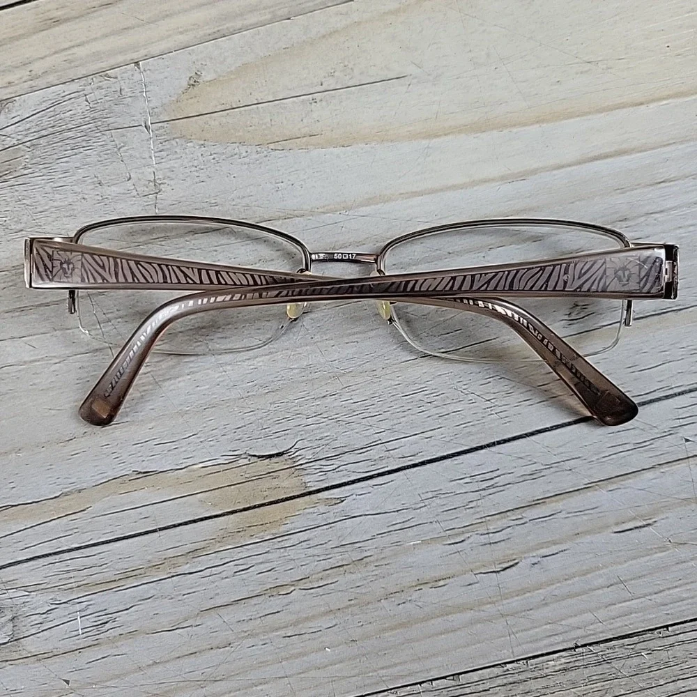 Anne Klein AK5003 Eyeglasses 208‎ Mocha 50-17-140 Flex Hinges Half Rim Frames